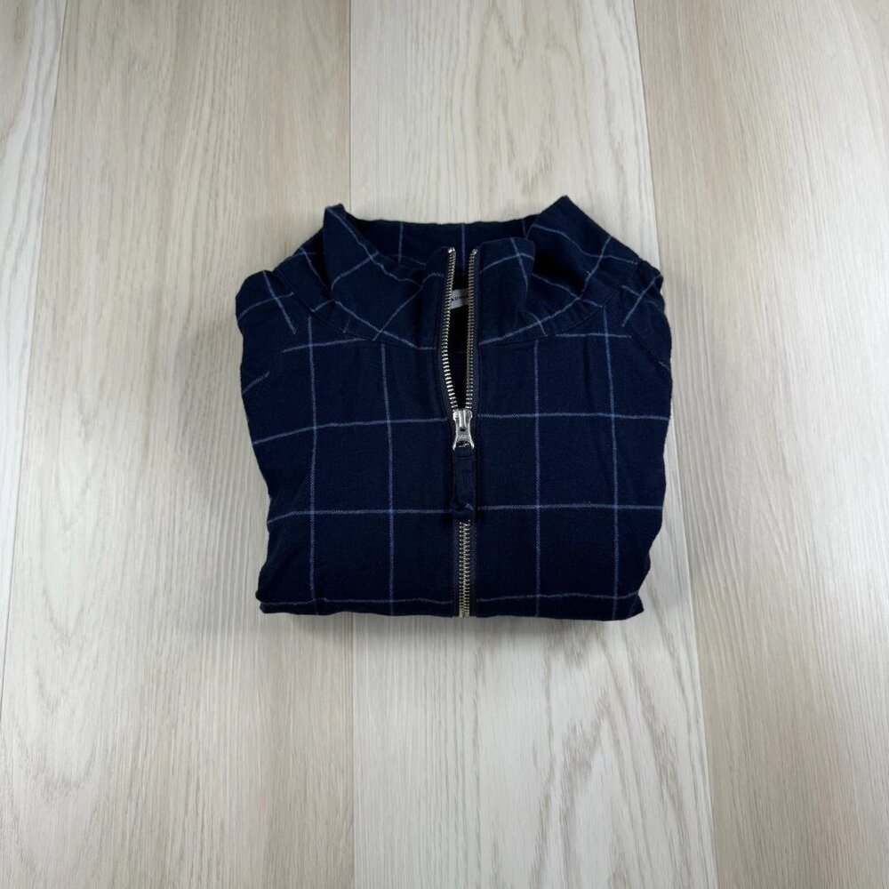 Pop Trading Company Mens Blue DRS Half Zip Checked Print Modern Jacket Size M